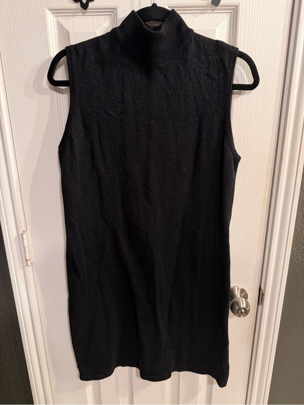 Bloomingdale's Black Sleeveless Turtleneck Mini Dress